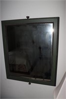 2 Framed floral pictures, wall mirror and 2 table