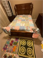 Quilted bed spread, shams, and assorted pieces