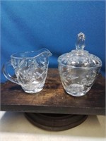 Pattern glass creamer and sugar sugar does have