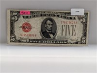 1928-E Red Seal $5 US Note