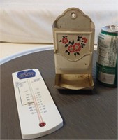 Metal Match Holder,  Thermometer