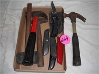 Assorted Hammers, Stainless Knife & Misc.