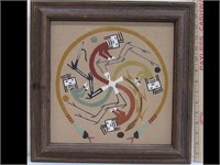 UNUSUAL NAVAJO SAND PAINTING CLOCK  CALLED "THE
