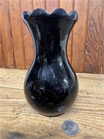 Antique 6.25" Black Amethyst Glass Vase