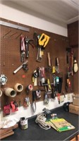 All tools on Peg Board (Saws, Clippers, Axe ,