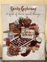 Large vintage cardboard candy cupboard sign