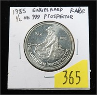 1985 Engelhard 1/2 Troy oz. .999 silver Prospector