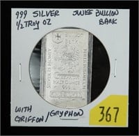Bullion Bank 1/2 Troy ounce .999 silver bar