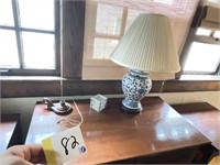Lamp & items on table