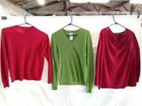 2 Red Shirts, Green Sweater