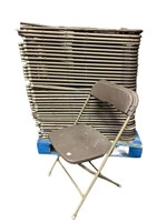 Palette of 54 folding chairs 36 brown,12 white