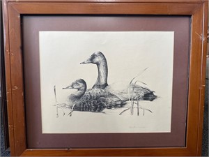 Signed numbered framed duck art