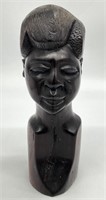 Ebony Wood Carved Tribal Bust Statue