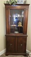 Vintage mahogany wood corner cabinet