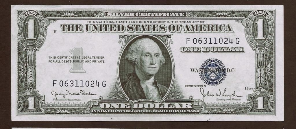 1935-E $1 Silver Certificate, "God-less", Crisp