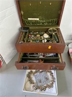 Vintage costume jewelry and jewelry box