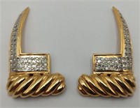 Large 80s Valentino Rhinestone Ear Clips