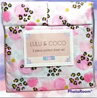 LULU & COCO 3 piece FULL size Pink Cheetah Bubbles