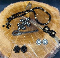 Vintage Costume Jewelry Random Black Bead Bundle