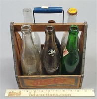 Pepsi Cola Advertising Wood Carrier & Bottles