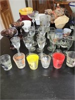 4+/- Boxes Glassware, Shot Glasses, Kitchenware,
