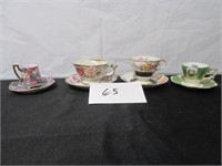 Floral Tea Cups w/ saucers(4)