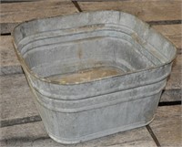 21" square galvanized wash tub w/ drain hole