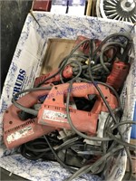 Box of assorted electric power tools, untested