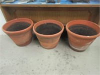 Three Large Terra Cotta Garden Pots