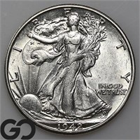 1942-D Walking Liberty Half Dollar, BU++ Bid: 51