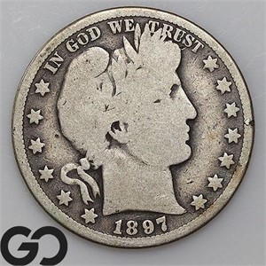 1897-O Barber Half Dollar, VG Bid: 185