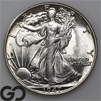 1947 Walking Liberty 50c, Near Gem BU Bid: 75