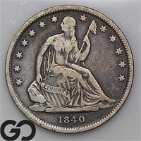 1840 Seated Liberty Half Dollar, VF Bid: 150