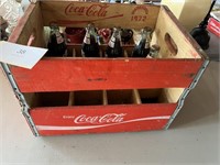 WOODEN COCA COLA CRATE WITH UNOPENED BOTTLES OF