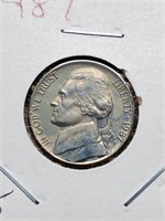 BU 1987 Jefferson Nickel