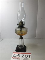 Oil Lamp 21" w/ Cast Iron Base
