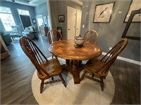 Round Oak Table and 4 Chairs
