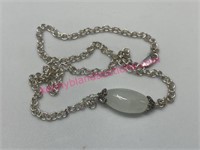 New Sterling white quartz rock 16in necklace