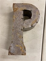 P, three dimensional handmade metal letter 14” x