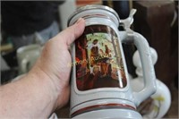 POTTERY BEER STEIN - PEWTER LID