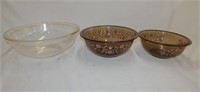 Amber Flowers & Clear Pyrex Bowls #326, 325 & 323