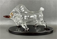 Godinger Bull Whiskey Decanter & Wood Display Tray