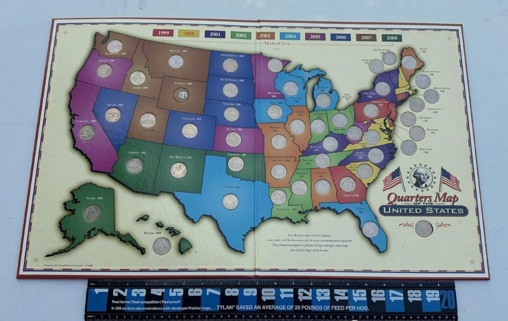 US Quarter map (50 Quarters) no Wyoming