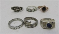 6 Rings 3 Sterling Silver