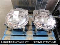LOT, (2) SS ROUND CHAFING DISHES W/HINGED TOP (1