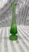 Green Fenton Swung Bud vase 9.5”