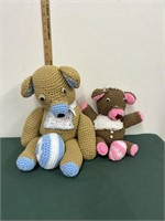 Hand Crocheted Bear Lot w/ball