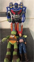 (3) Action Figures - Turtle, Capt America & Other