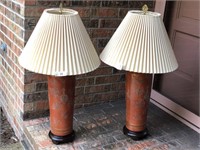 Oriental Lamps(Pair) Ceramic Rust Finish