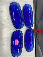 Set of 4 cobalt banana split boats